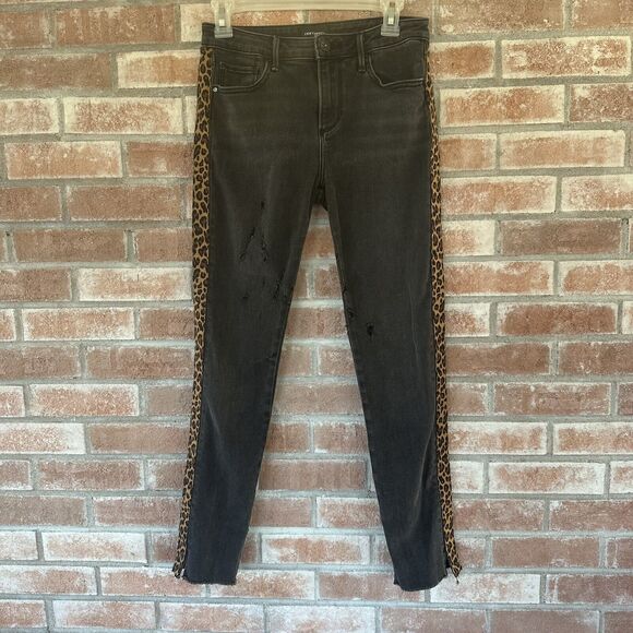 Driftwood Jackie Black Leopard Cheetah Print Jeans Size 26 - Picture 1 of 8